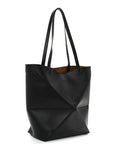 Shiny Calfskin Medium Puzzle Fold Tote Black