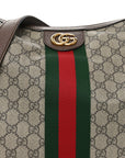 GG Supreme Monogram Web Ophidia Half Moon Hobo Brown