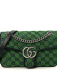 Monogram Multicolor Matelasse Diagonal Small GG Marmont Shoulder Bag Green Blue