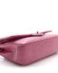Caviar Chevron Quilted Medium Double Flap Pink