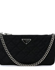 Nylon Tessuto Impuntu Quilted Crossbody Bag Black