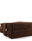 Suede Quilted Medium CHNL 25 Handbag Dark Brown