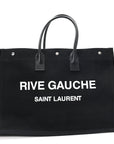 Linen Calfskin Rive Gauche Tote Black