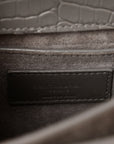 Calfskin Crocodile Embossed Medium Monogram Sunset Fog