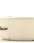 Lambskin Quilted CHNL 19 Round Clutch With Chain White
