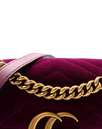 Velvet Matelasse Mini GG Marmont Shoulder Bag Fuchsia Violet Cyclamen