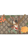 GG Supreme Monogram Tian Chain Wallet Beige Multicolor Red