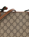 GG Supreme Monogram Textured Calfskin Small Emblem Shoulder Bag Beige Dark Brown