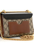 GG Supreme Monogram Calfskin Small Padlock Shoulder Bag Beige Black Cuir