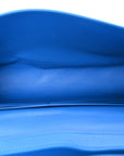 Grained Calfskin Embossed Car Flap Bag Petroleum Blue