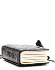 Lambskin Quilted Book Card Holder on Chain Black