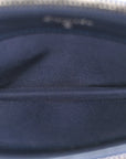 Metallic Caviar Quilted Small Boy Clutch With Chain Navy
