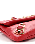 Chevre Gold Metallic Edge Hardware Envelope Clutch Rouge Grenade