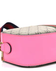 GG Supreme Monogram Textured Dollar Calfskin Web Ophidia Small Crossbody Bag Beige Ebony Fuchsia