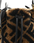 Shearling Vitello Dolce F is FNDI Macro FF 1974 Mini Mon Tresor Bucket Bag Tobacco Black