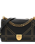 Lambskin Studded Medium D1ORama Flap Bag Black