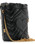 Calfskin Matelasse Mini GG Marmont 2.0 Bucket Bag Black