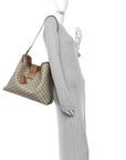GG Icon Monogram Padlock Shoulder Bag Beige Dark Brown
