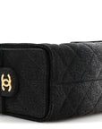 Washed Denim Quilted Mini CHNL 25 Handbag Black