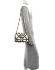 Metallic Calfskin Crochet Medium CHNL 19 Flap Silver