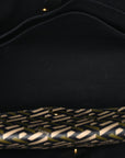 Coated Canvas Calfskin La Greca Signature Tote Bag Black Khaki