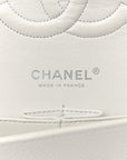 Caviar Quilted Medium Double Flap White