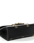 Grained Calfskin Bee Star Small Padlock Shoulder Bag Black