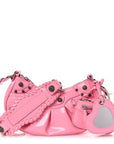 Patent Faux Leather Le Cagole Shoulder Bag XS Sweet Pink