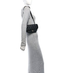 Calfskin Quilted CC Uniform Flap Belt Bag Black