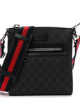 GG Supreme Monogram Web Small Flat Messenger Bag Black Grey
