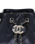 Metallic Caviar Quilted Mini CHNL 25 Handbag Dark Blue