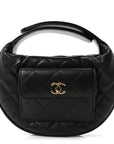 Caviar Quilted Polly Pocket Pouch Hobo Black