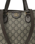 GG Supreme Monogram Textured Calfskin Small Ophidia Shoulder Tote Bag Beige Ebony New Acero