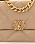 Lambskin Quilted Medium CHNL 19 Flap Dark Beige