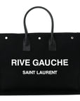 Linen Calfskin Rive Gauche Tote Black