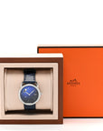 Stainless Steel Alligator Diamond Bezel Blue Mother of Pearl 38mm Arceau Petite Lune Automatic Watch Bleu Saphir
