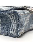 Denim BB Monogram Hourglass Chain Bag Blue