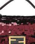 Sequin Paillettes Vitello Grace Sex and the City Mini Baguette Granata