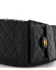 Shiny Crumpled Calfskin Quilted Medium CHNL 25 Handbag Black