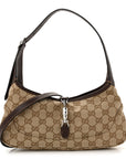 GG Supreme Grained Calfskin Medium Jackie Slim Shoulder Bag Sand Dark Brown
