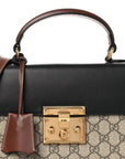 GG Supreme Monogram Calfskin Small Padlock Top Handle Bag Beige Black Cuir