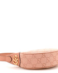 GG Supreme Monogram Textured Calfskin Web Mini Ophidia Half Moon Hobo Rose Pink