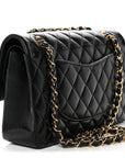 Lambskin Quilted Medium Double Flap Black