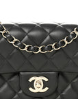 Lambskin Quilted Mini Rectangular Flap Black
