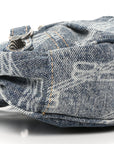 Bleached Denim BB Monogram Le Cagole Shoulder Bag XS Blue