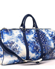 Cowhide Monogram Bandana Keepall Bandouliere 50 Blue