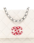 Caviar Quilted CHNL 19 Wallet On Chain WOC White Pink