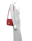 Box Calfskin Medium Classic Box Flap Bag Red
