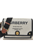 Canvas Horseferry Print Note Crossbody Bag Grey Black