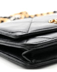 Lambskin Quilted CHNL 19 Wallet On Chain WOC Black
